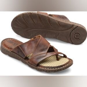 Born Women's Brown Leather Sorja II Cushioned Supportive Slip On Sandals Size 9